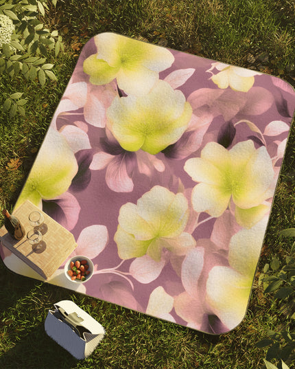Lemon Blossom Floral Bunch 61" × 51" Picnic Blanket