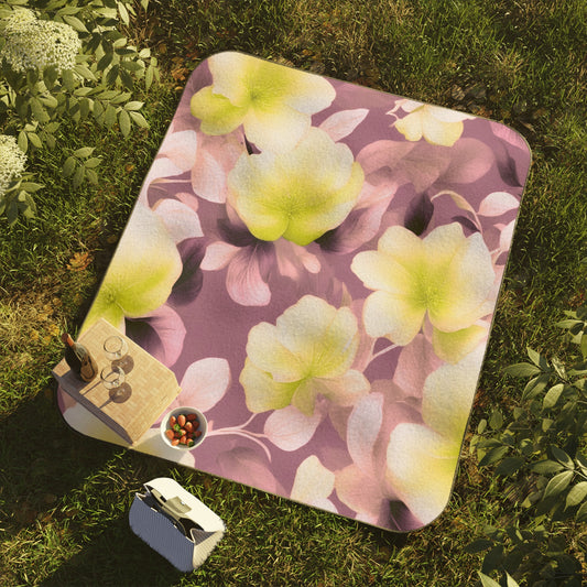 Lemon Blossom Floral Bunch 61" × 51" Picnic Blanket