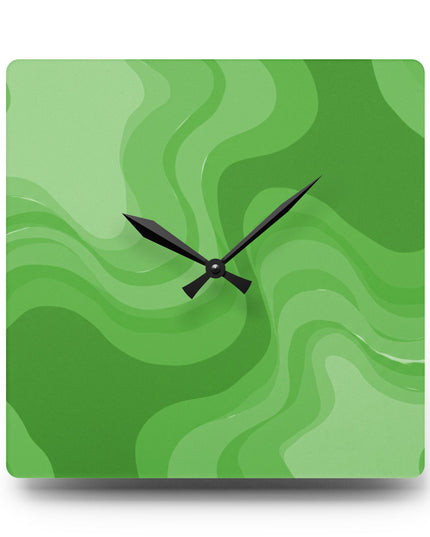 Greenie Meanie Wavey 10.75" x 10.75" Round or Square Acrylic Wall Clock