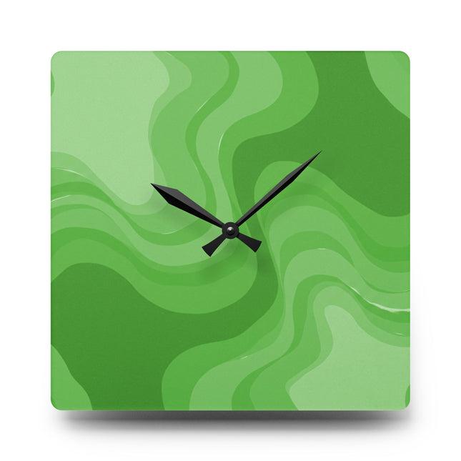 Greenie Meanie Wavey 10.75" x 10.75" Round or Square Acrylic Wall Clock