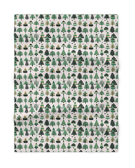 Mini Vintage Green Trees Soft Fleece Baby Blanket, 30" x 40"