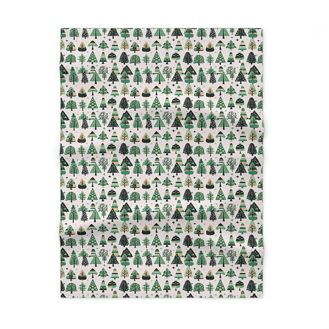 Mini Vintage Green Trees Soft Fleece Baby Blanket, 30" x 40"