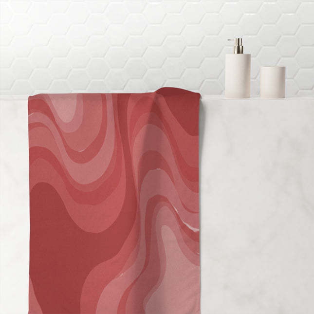 Power Red Wavey 30" x 60" Mink-Cotton Towel (50% polyester, 50% cotton)