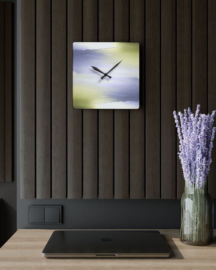 Lavender Sea Golden Fog Acrylic Wall Clock, Round or Square, 10.75" x 10.75"