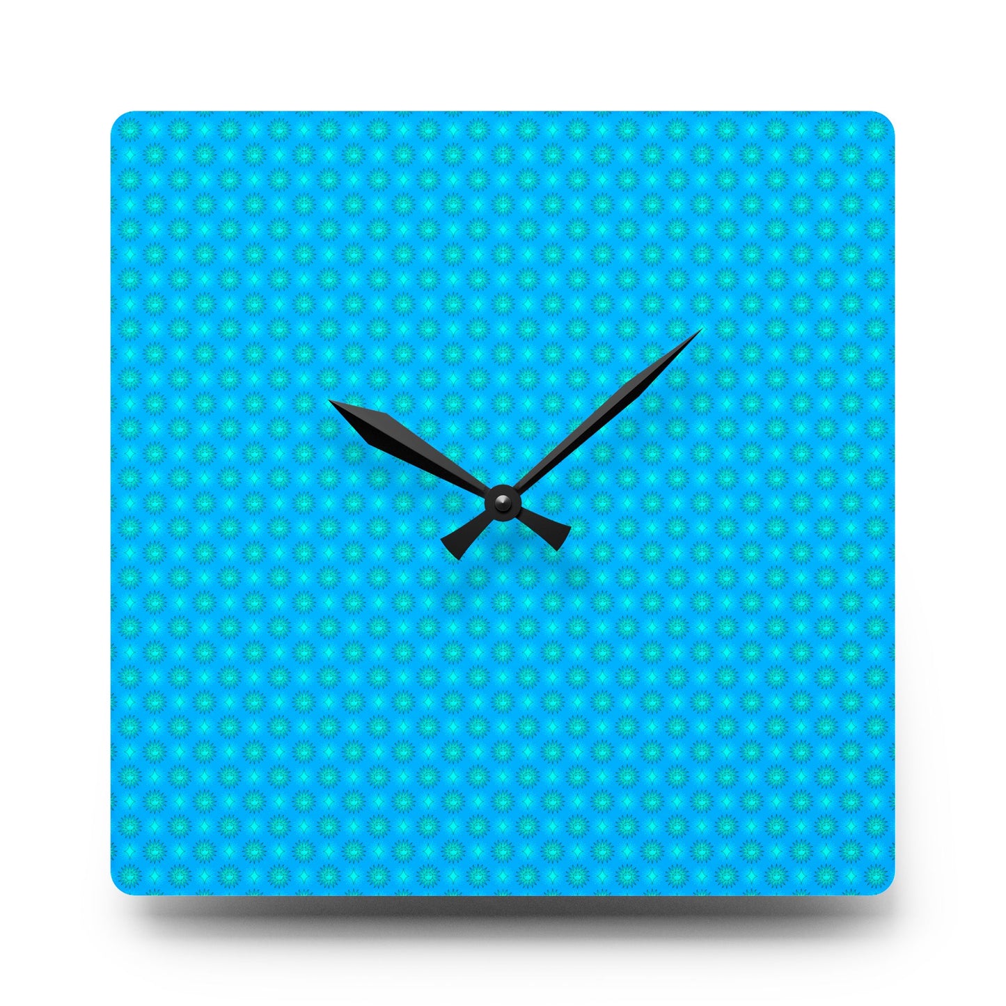 Blue Green Star-crossed Bodies Acrylic Wall Clock, Round or Square, 10.75" x 10.75"