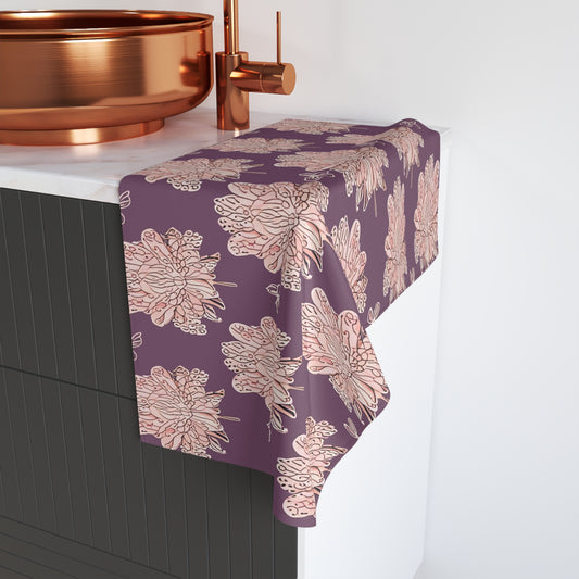 Pink Floral Butterflies Hand Towel, 16" x 28"