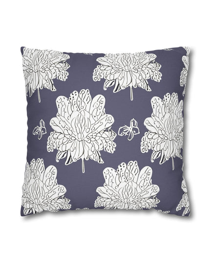 White Floral Butterflies Spun Polyester Square Pillowcase, 14" x 14"