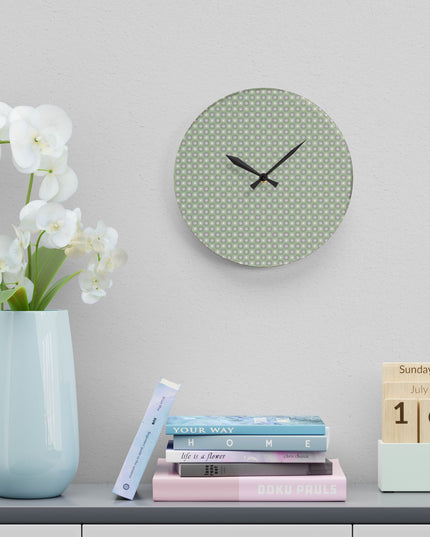 Olive Star-crossed Bodies Acrylic Wall Clock, Round or Square, 10.75" x 10.75"