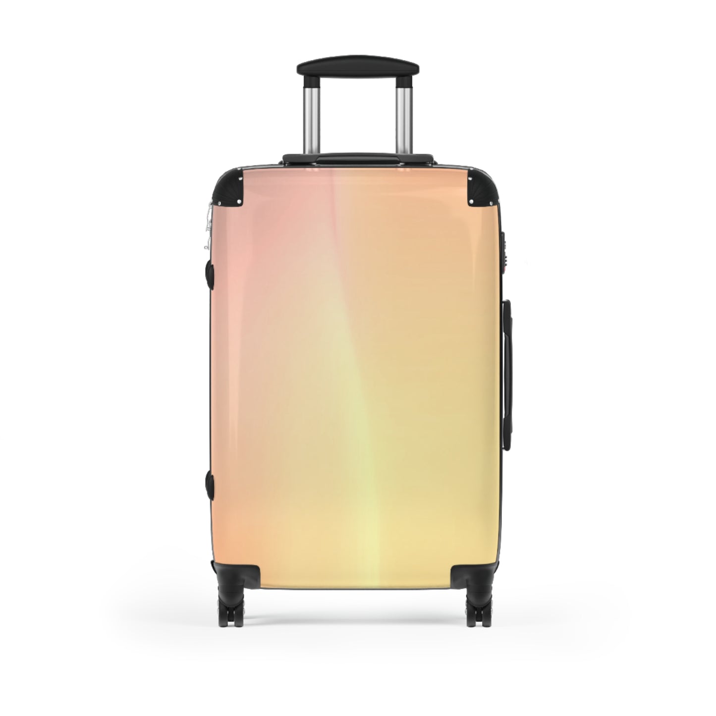 Hot Peach Fade Medium Suitcase with built in lock, 4 double-wheels, telescopic handle, and ABS back hard-shell