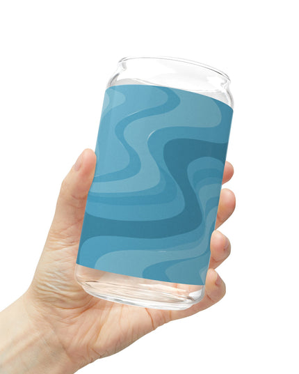 Sky Blue Wavey Sipper Glass, 16oz