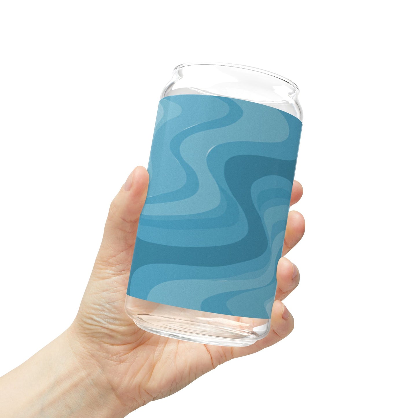 Sky Blue Wavey Sipper Glass, 16oz