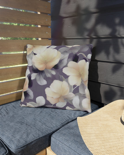 White Blush Floral Bunch Outdoor Pillow, 16" x 16"