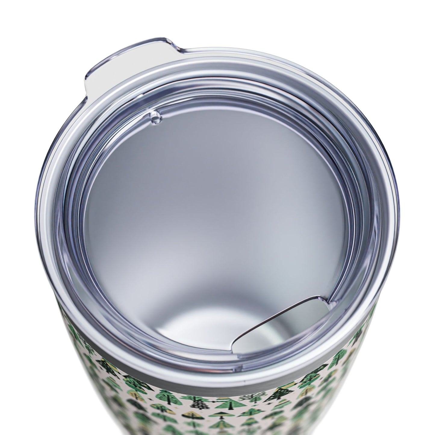 Mini Vintage Green Trees Ringneck Tumbler, 20oz in white, steel and black