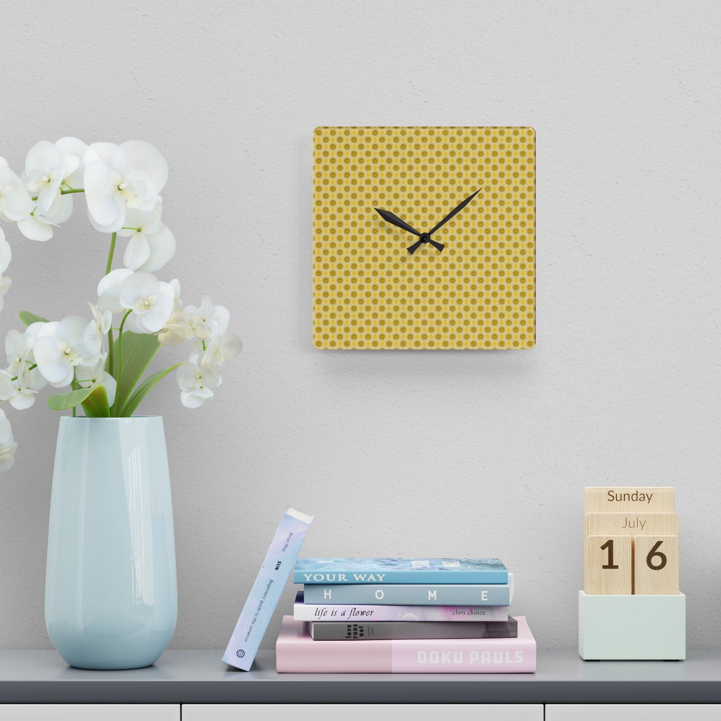 Lemongrass Star-crossed Bodies Acrylic Wall Clock, Round or Square, 10.75" x 10.75"