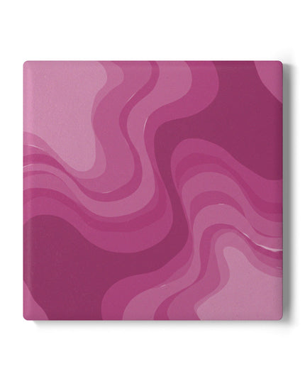 Pinky Mauve Wavey 4" x 4" Square Ceramic Coaster