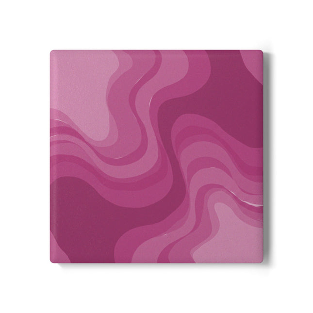 Pinky Mauve Wavey 4" x 4" Square Ceramic Coaster