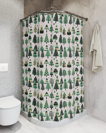 Mini Vintage Green Trees Shower Curtains, 71" x 74"