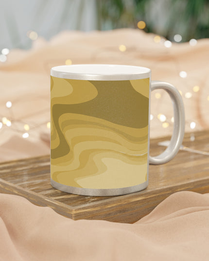 Brown Wavey 11 oz Metallic Mug (Silver\Gold)