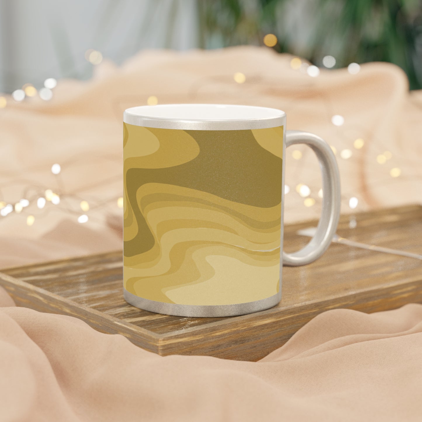 Brown Wavey 11 oz Metallic Mug (Silver\Gold)