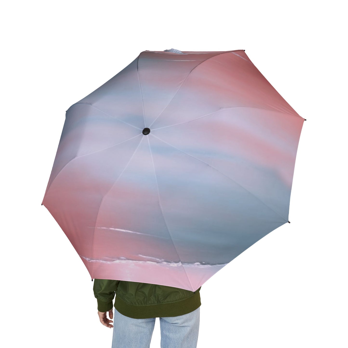 Gray Sea Pink Fog Foldable Umbrella - Compact & Chic