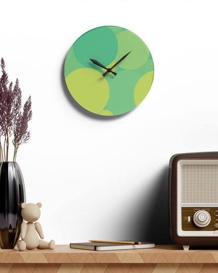 Pastel Green Patches Acrylic Wall Clock, Round or Square, 10.75" x 10.75"