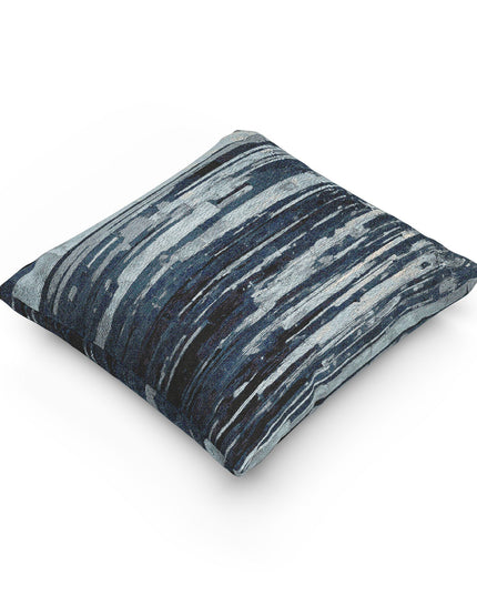 Striped Deep Blue Woven Pillow, 17" x 18"