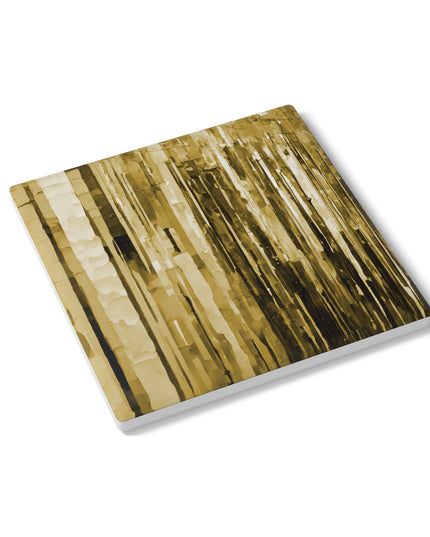 Striped Light Brown 4" x 4" Square Ceramic Coaster