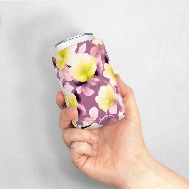 Lemon Blossom Floral Bunch 12 oz Can Cooler Sleeve
