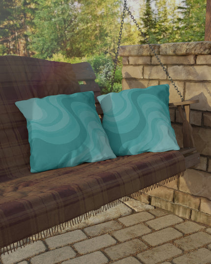Tif Green Wavey 18" x 18" Outdoor Pillow