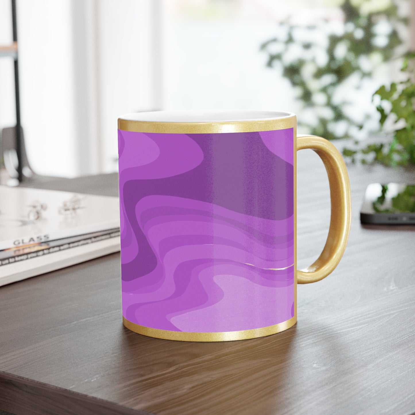 Wavey Purple Wavey 11 oz Metallic Mug (Silver\Gold)