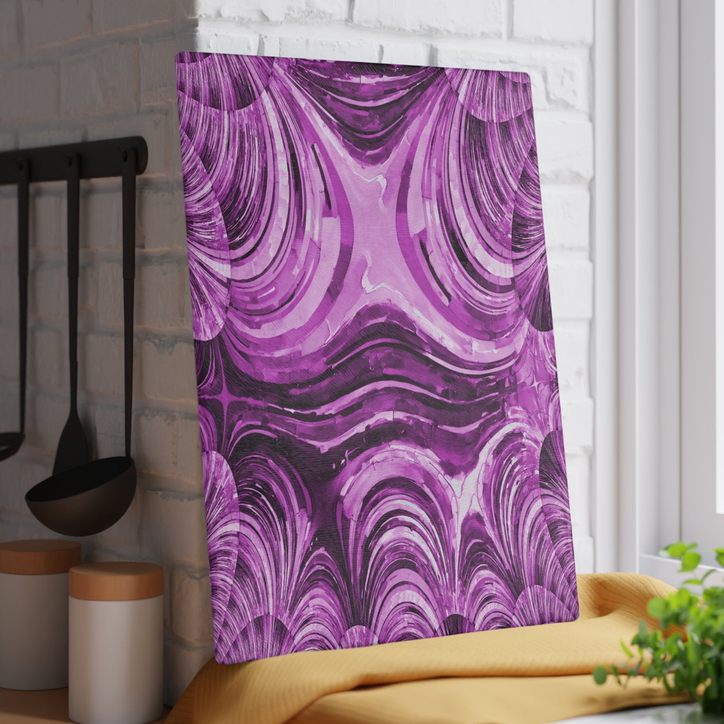 Uzi Spiral Powder Lavender 11" x 15" Glass Cutting Board