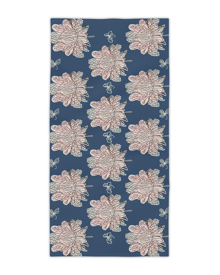 Rose White Floral Butterflies Beach Towel, 30" x 60"