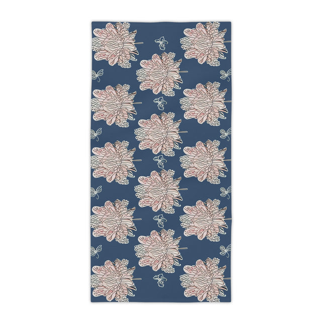 Rose White Floral Butterflies Beach Towel, 30" x 60"