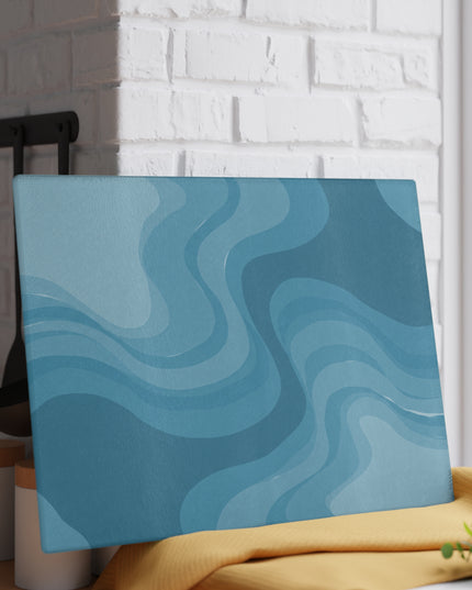 Sky Blue Wavey Glass Cutting Board, 11" x 15"