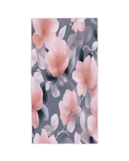 Peach and Blue Gray Floral Bunch Beach Towel, 24" x 44"