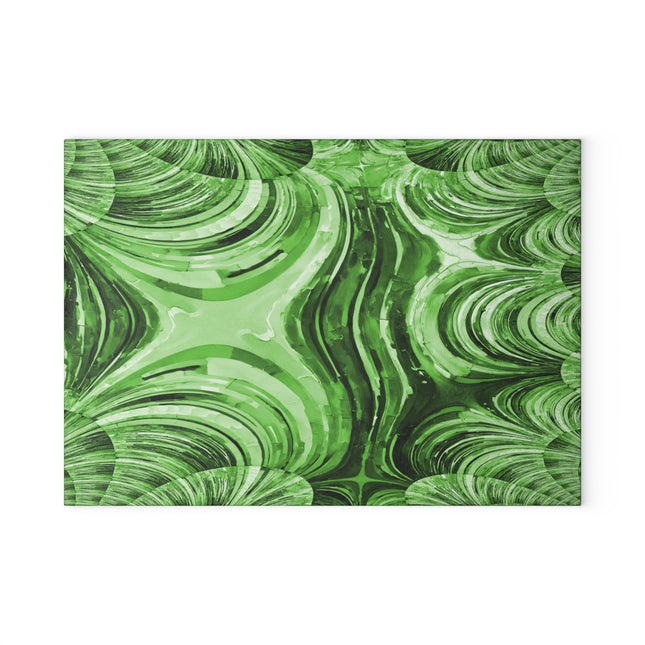Uzi Spiral Mint Pastel 8" x 11" Glass Cutting Board