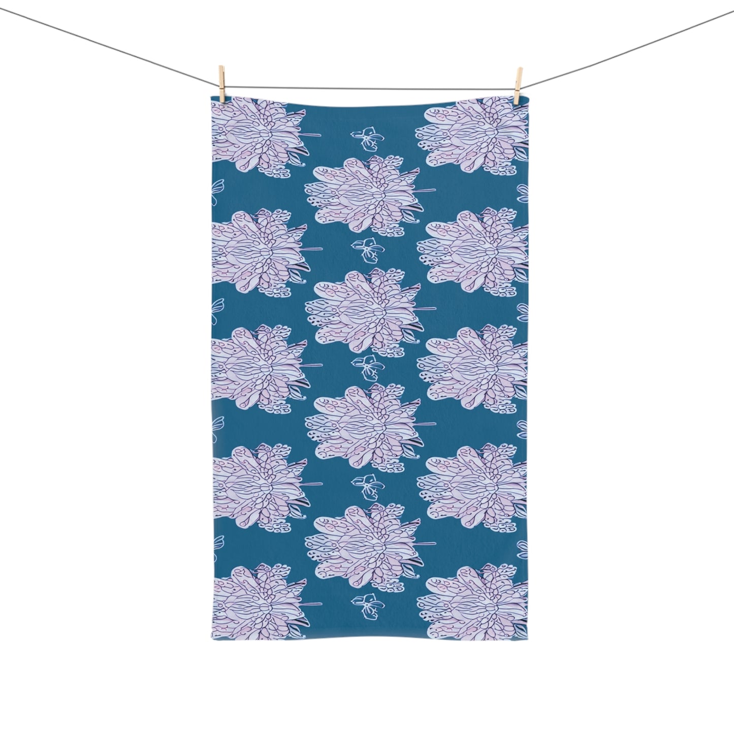 Lavender Floral Butterflies Hand Towel, 16" x 28"
