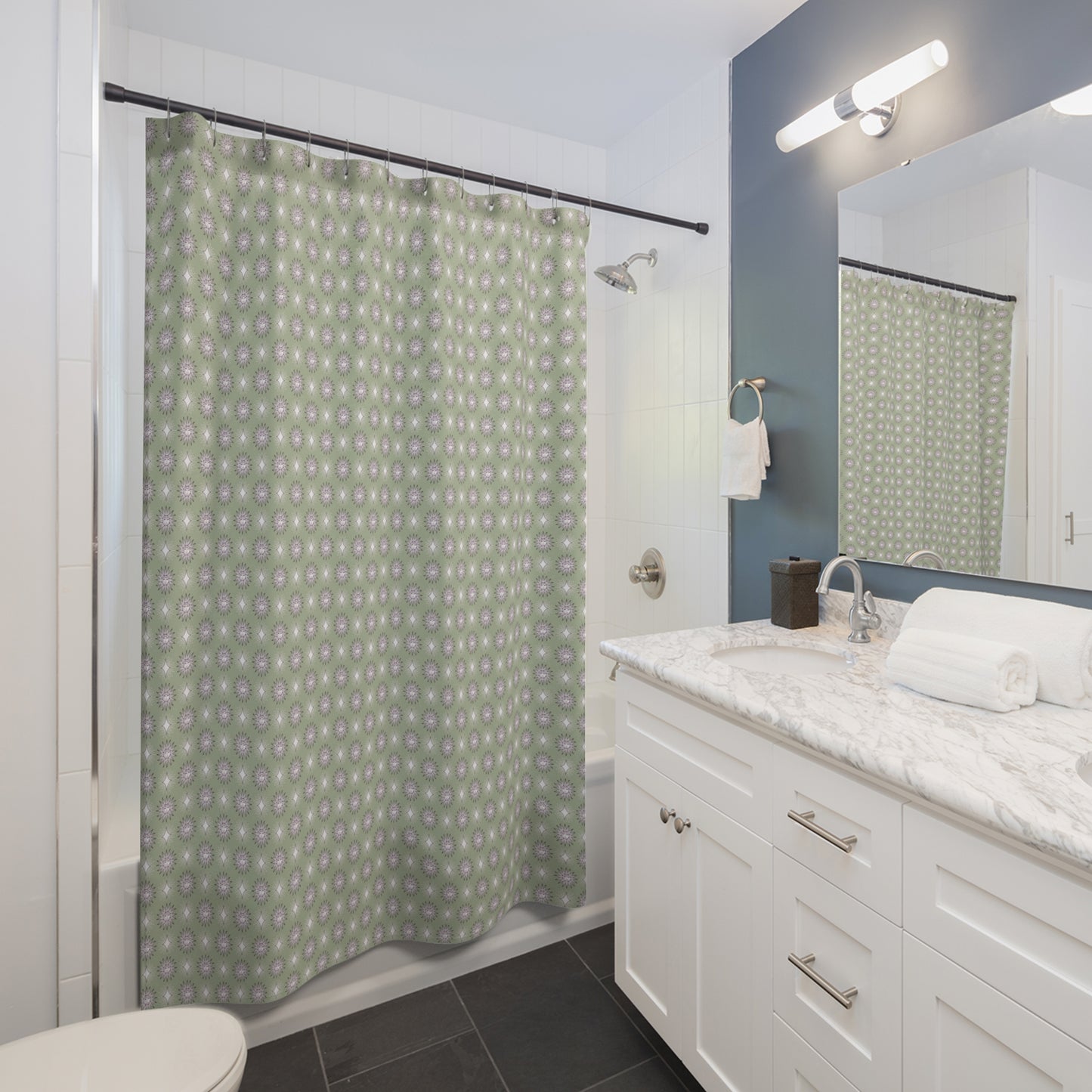 Olive Star-crossed Bodies Shower Curtain, 71" x 74"