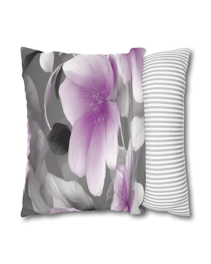 Purple Blossom Floral Bunch Spun Polyester Square Pillowcase, 14" x 14"