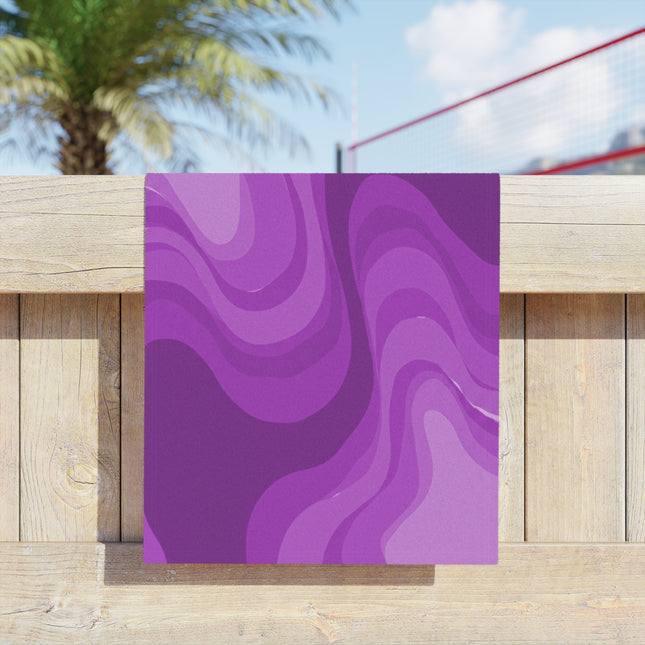 Wavey Purple Wavey Beach Towel, 18" x 27"