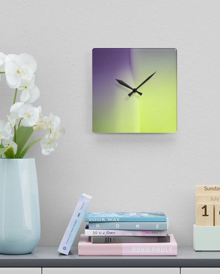Purple Golden Fade Acrylic Wall Clock, Round or Square, 10.75" x 10.75"