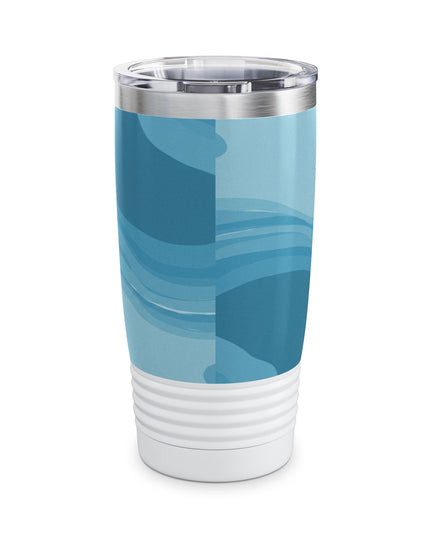 Sky Blue Wavey Ringneck Tumbler, 20oz in white