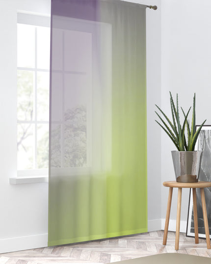 Purple Golden Fade Sheer Window Curtain, 50" x 84", partially transparent