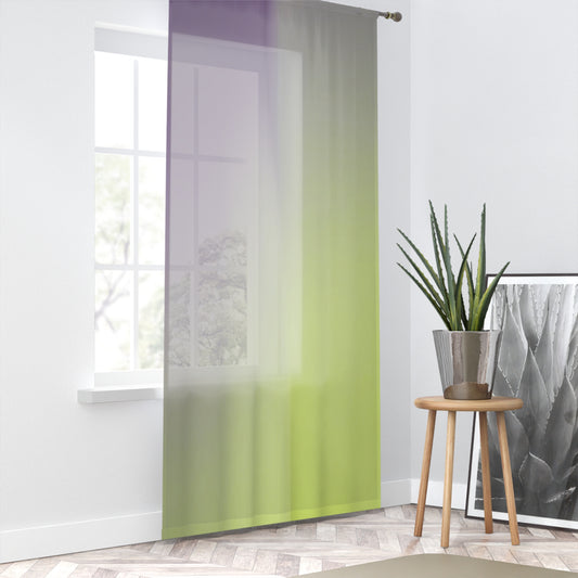 Purple Golden Fade Sheer Window Curtain, 50" x 84", partially transparent