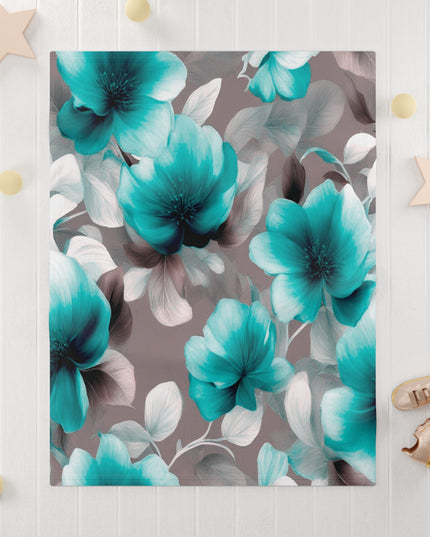 Tif Green Gray Floral Bunch Soft Fleece Baby Blanket, 30" x 40"
