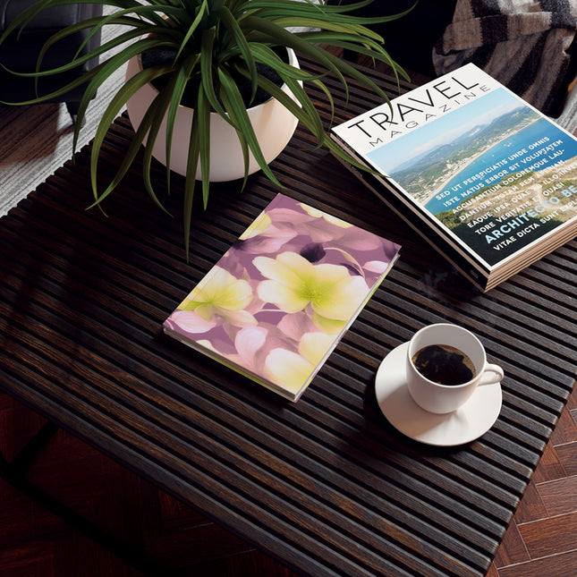 Lemon Blossom Floral Bunch Hard Backed Journal with 128 blank pages, 5.2" x 7.4"