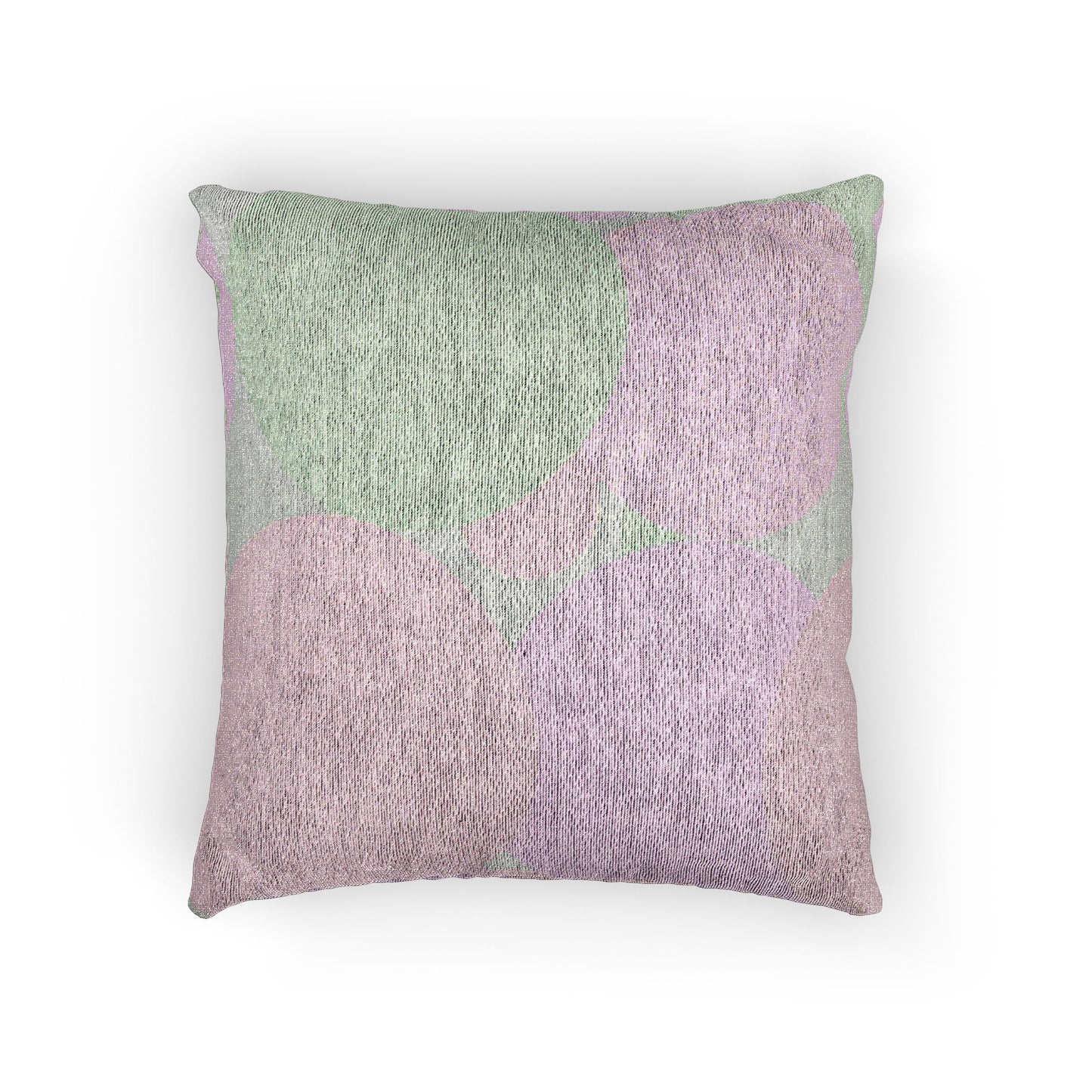 Magenta and Tan Patches Woven Pillow, 17" x 18"