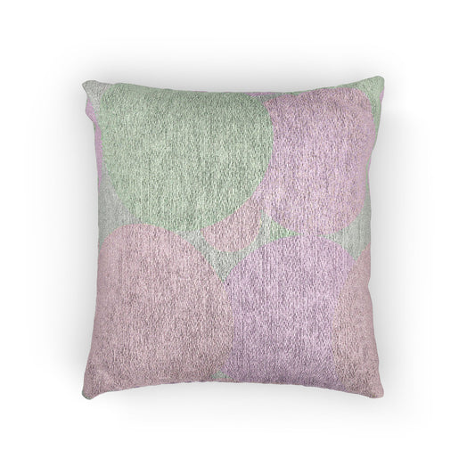 Magenta and Tan Patches Woven Pillow, 17" x 18"