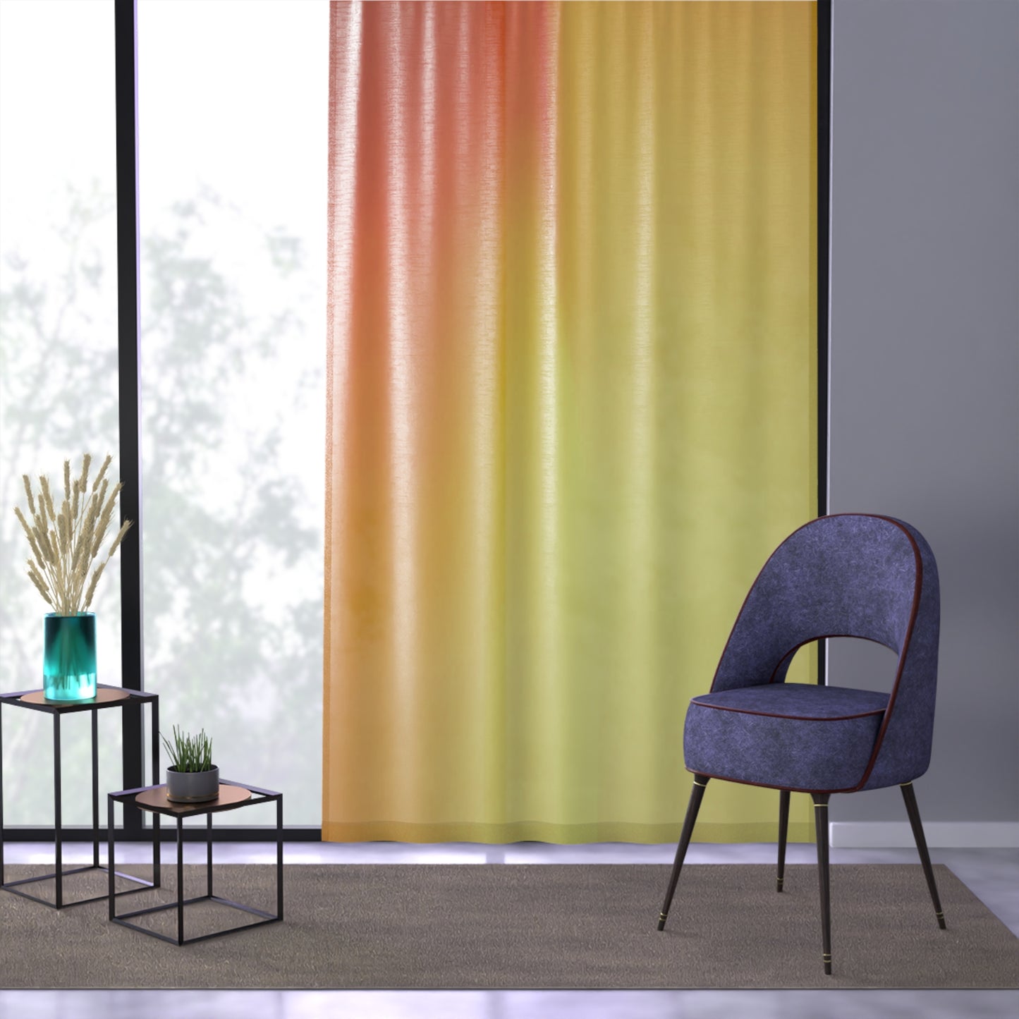Phoenix Fade Sheer Window Curtain, 50" x 84", partially transparent