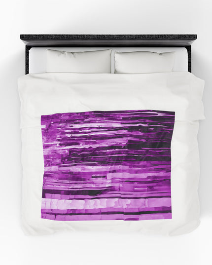 Striped Powder Lavender Velveteen Plush Blanket, 50" x 60"